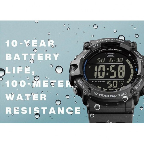 Casio – Digitale – Cadran noir / digits blanc – Étanche à 100 mètres – AE-1500WH-8BVDF Casio – Digitale – Cadran noir / digits blanc – Étanche à 100 mètres – AE-1500WH-8BVDF