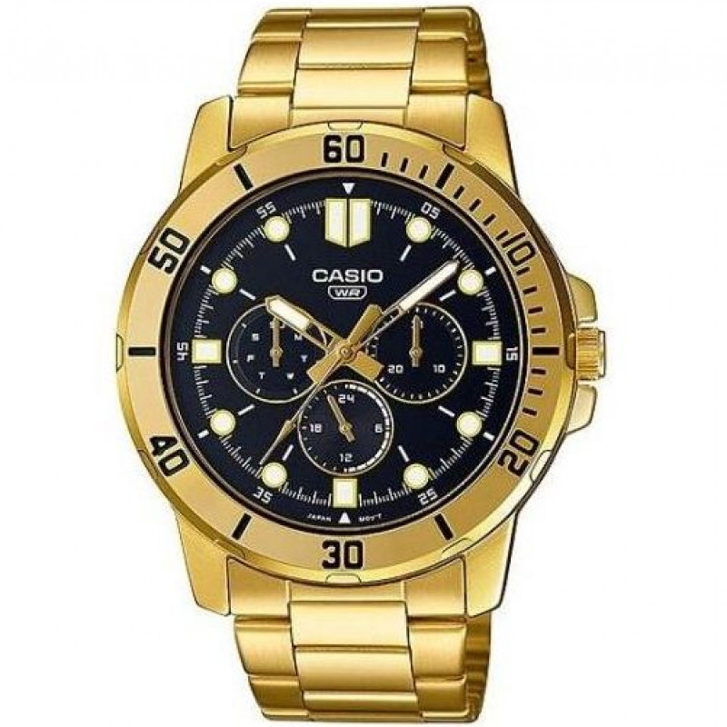 Casio – Montre homme bracelet en acier inoxydable dorée – MTP-VD300G-1EUDF