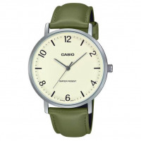 Casio – Montre classique en bracelet cuir vert pour hommes – Index chiffres facile – MTP-VT03L-7B