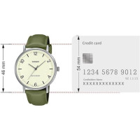 Casio – Montre classique en bracelet cuir vert pour hommes – Index chiffres facile – MTP-VT03L-7B