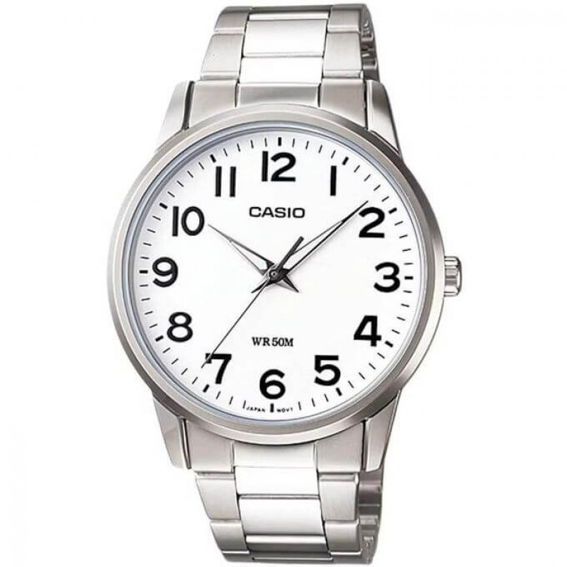 Casio – Montre classique avec un fond blanc et des index chiffrés bien visibles pour rendre la lecture plus facile – MTP-1303D-7BVDF