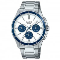 Casio – Design cool et sportif pour hommes – Cadran blanc & étanche 50 m – Tout en acier inoxydable – MTP-1374D-7A2V