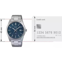 Casio – Montre fond bleu avec dateur pour hommes – Bracelet en acier inoxydable – MTP-VD03D-2A2