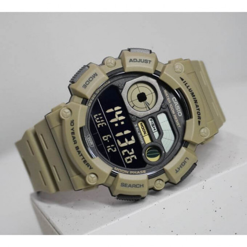 Casio – Montre sport en résine verte, autonomie pile 10 ans & indicateurs de phase lunaire – WS-1500H-5BV Casio – Montre sport en résine verte, autonomie pile 10 ans & indicateurs de phase lunaire – WS-1500H-5BV