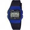 Casio – Digital bleu – Bracelet en résine noir – Étanche – Alarme & Chronographe – F-91WM-2ADF