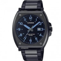 Casio – Tout en acier inoxydable noir – avec dateur & étanche – Index chiffres bleu – MTP-E715D-1AV