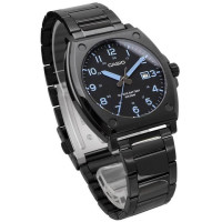 Casio – Tout en acier inoxydable noir – avec dateur & étanche – Index chiffres bleu – MTP-E715D-1AV