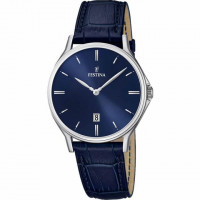 Festina – Extra plate en bleu pour hommes – Avec dateur – Bracelet cuir bleu – F16745/3