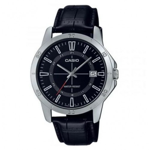 Casio – Montres analogiques classiques conçues – Bracelet cuir noir – MTP-V004L-1C Casio – Montres analogiques classiques conçues – Bracelet cuir noir – MTP-V004L-1C