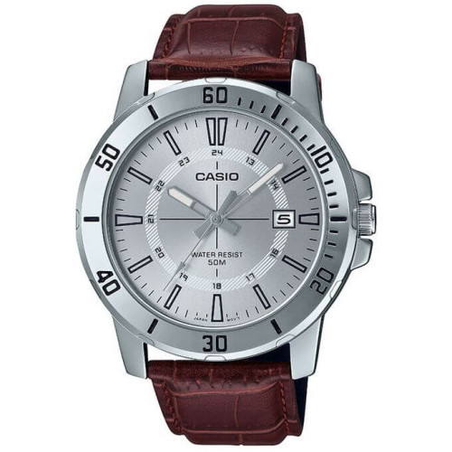 Casio – Cadran blanc – Bracelet cuir marron – MTP-VD01L-7CV Casio – Cadran blanc – Bracelet cuir marron – MTP-VD01L-7CV