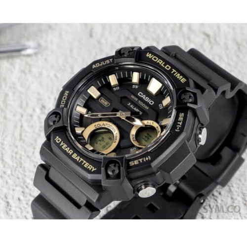 Casio – Dotée d’une grande lunette – Étanche 100 m – 3 alarmes quotidiennes – AEQ-120W-9AV Casio – Dotée d’une grande lunette – Étanche 100 m – 3 alarmes quotidiennes – AEQ-120W-9AV