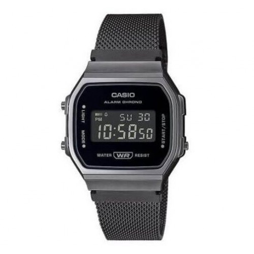 Casio – Bracelet en mailles milanaise noir – Numérique cadran noir – A168WEMB-1BDF Casio – Bracelet en mailles milanaise noir – Numérique cadran noir – A168WEMB-1BDF