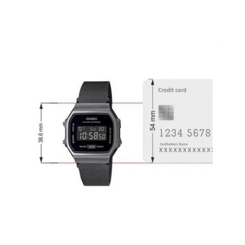 Casio – Bracelet en mailles milanaise noir – Numérique cadran noir – A168WEMB-1BDF Casio – Bracelet en mailles milanaise noir – Numérique cadran noir – A168WEMB-1BDF