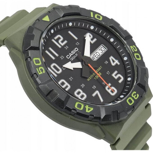 Casio – Vert cadran noir – Diamètre boîtier : 55 mm – Étanche 100 m – MRW-210H-3AVDF Casio – Vert cadran noir – Diamètre boîtier : 55 mm – Étanche 100 m – MRW-210H-3AVDF