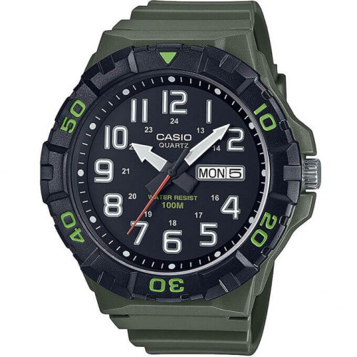 Casio – Vert cadran noir – Diamètre boîtier : 55 mm – Étanche 100 m – MRW-210H-3AVDF Casio – Vert cadran noir – Diamètre boîtier : 55 mm – Étanche 100 m – MRW-210H-3AVDF