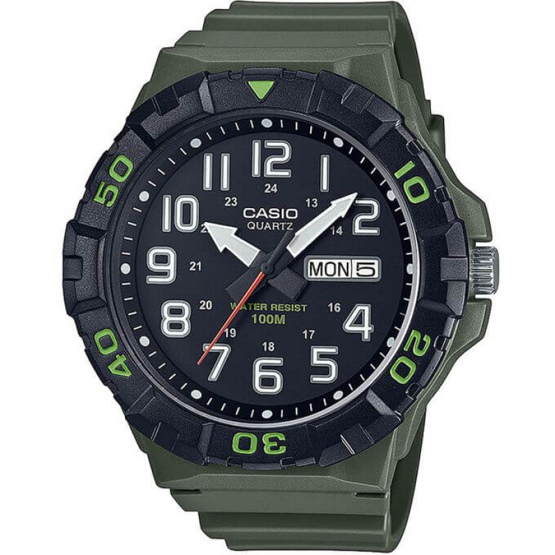 Casio – Vert cadran noir – Diamètre boîtier : 55 mm – Étanche 100 m – MRW-210H-3AVDF