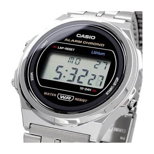 Casio – Numérique – Vintage Collection ronde argentée – Bracelet en acier inoxydable – A171WE-1ADF Casio – Numérique – Vintage Collection ronde argentée – Bracelet en acier inoxydable – A171WE-1ADF