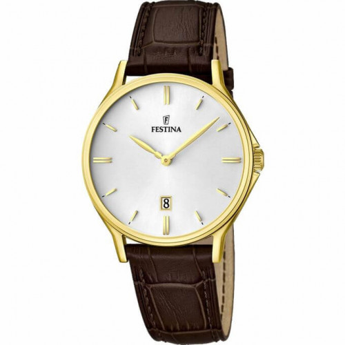 Festina – Classique dorée pour hommes – Bracelet cuir marron – Diamètre 39 mm – F16747/1 Festina – Classique dorée pour hommes – Bracelet cuir marron – Diamètre 39 mm – F16747/1