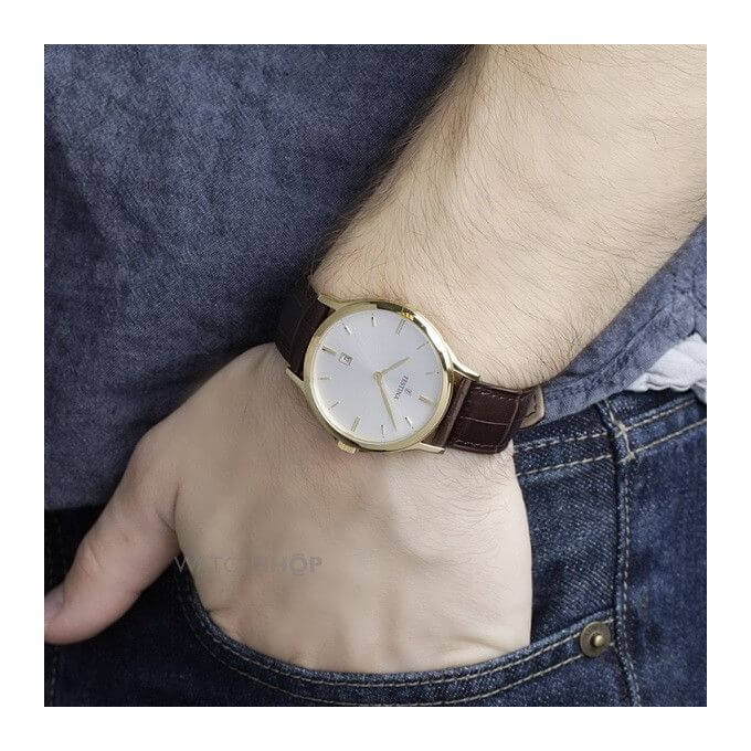 Festina – Classique dorée pour hommes – Bracelet cuir marron – Diamètre 39 mm – F16747/1