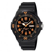 Casio – Montre pour hommes chiffres orange – Bracelet en silicone noir – MRW-200H-4BV
