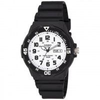 Casio – Montre pour hommes cadran blanc chiffres noirs – Bracelet en silicone noir – MRW-200H-7BVDF