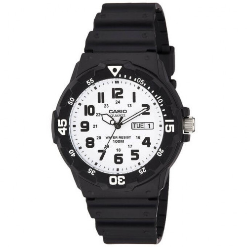 Casio – Montre pour hommes cadran blanc chiffres noirs – Bracelet en silicone noir – MRW-200H-7BVDF Casio – Montre pour hommes cadran blanc chiffres noirs – Bracelet en silicone noir – MRW-200H-7BVDF