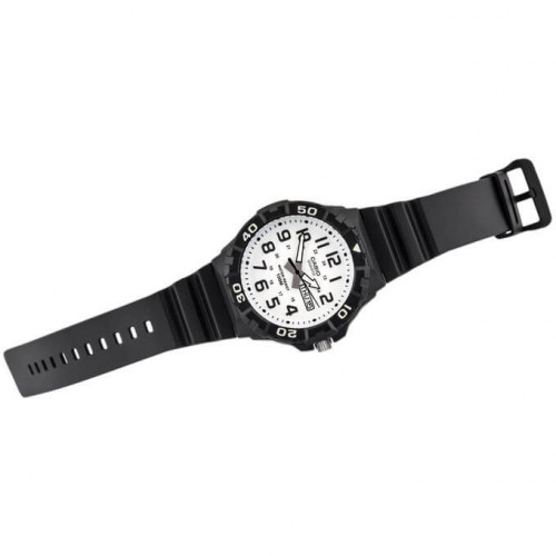 Casio – Montre pour hommes cadran blanc chiffres noirs – Bracelet en silicone noir – MRW-200H-7BVDF Casio – Montre pour hommes cadran blanc chiffres noirs – Bracelet en silicone noir – MRW-200H-7BVDF