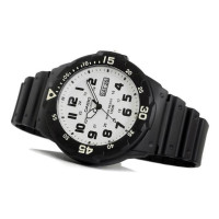 Casio – Montre pour hommes cadran blanc chiffres noirs – Bracelet en silicone noir – MRW-200H-7BVDF