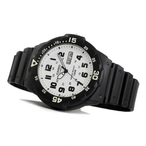 Casio – Montre pour hommes cadran blanc chiffres noirs – Bracelet en silicone noir – MRW-200H-7BVDF Casio – Montre pour hommes cadran blanc chiffres noirs – Bracelet en silicone noir – MRW-200H-7BVDF