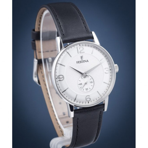 Festina – Argentée – Petite seconde – Cadran argenté – Bracelet cuir noir – F20566/2 Festina – Argentée – Petite seconde – Cadran argenté – Bracelet cuir noir – F20566/2
