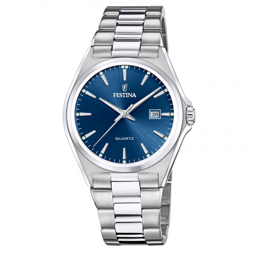 Festina – Classique – Cadran bleu avec dateur – Tout acier inoxydable – F20552/3