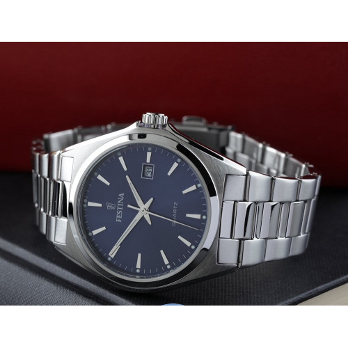 Festina – Classique – Cadran bleu avec dateur – Tout acier inoxydable – F20552/3