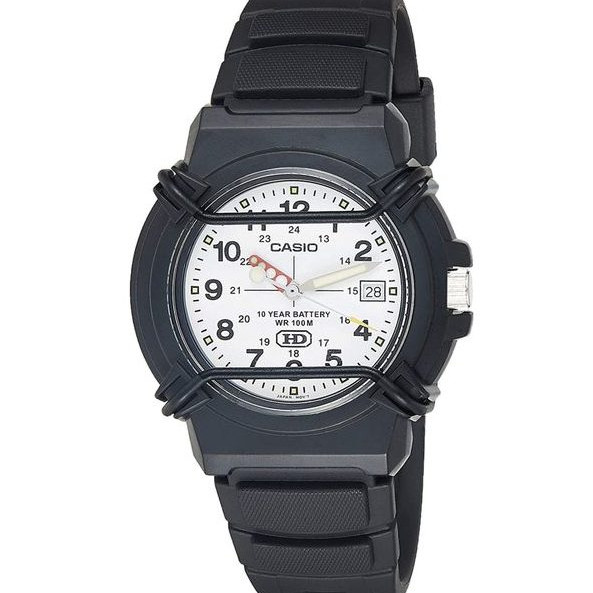 Casio – Cadran blanc – Avec dateur sur 3h – Bracelet en silicone noir – HDA-600B-7BV