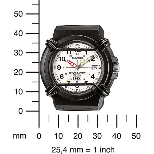 Casio – Cadran blanc – Avec dateur sur 3h – Bracelet en silicone noir – HDA-600B-7BV Casio – Cadran blanc – Avec dateur sur 3h – Bracelet en silicone noir – HDA-600B-7BV