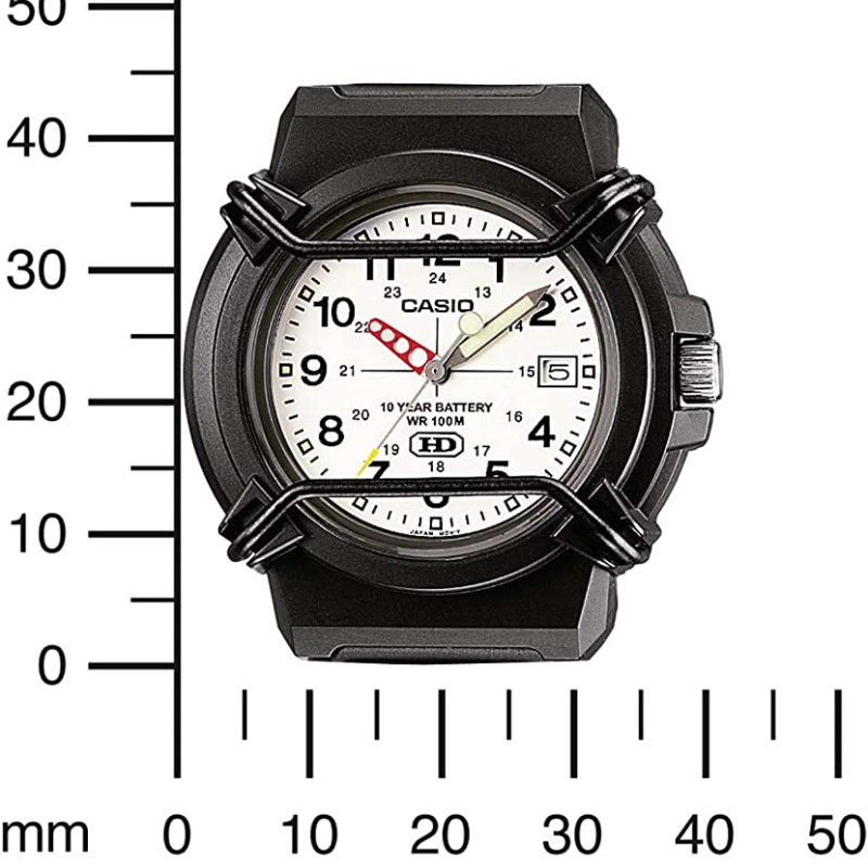 Casio – Cadran blanc – Avec dateur sur 3h – Bracelet en silicone noir – HDA-600B-7BV