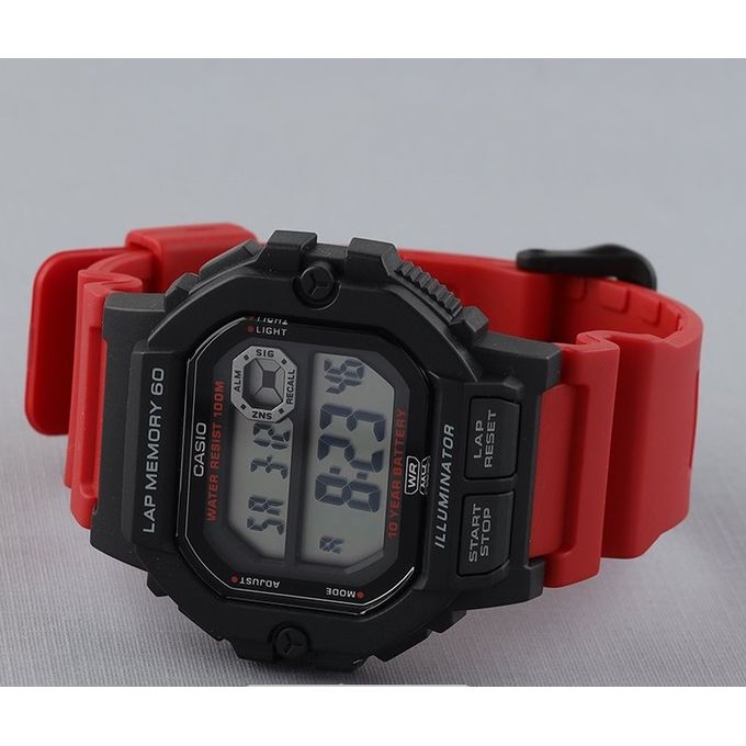 Casio – Bracelet rouge sport – Batterie longue durée – WS-1400H-4AVDF