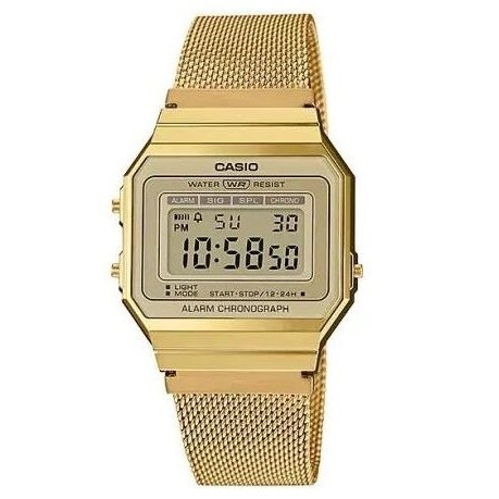 Casio A700WMG-9ADF – Doré – Super Slim – Vintage – Bracelet milanais