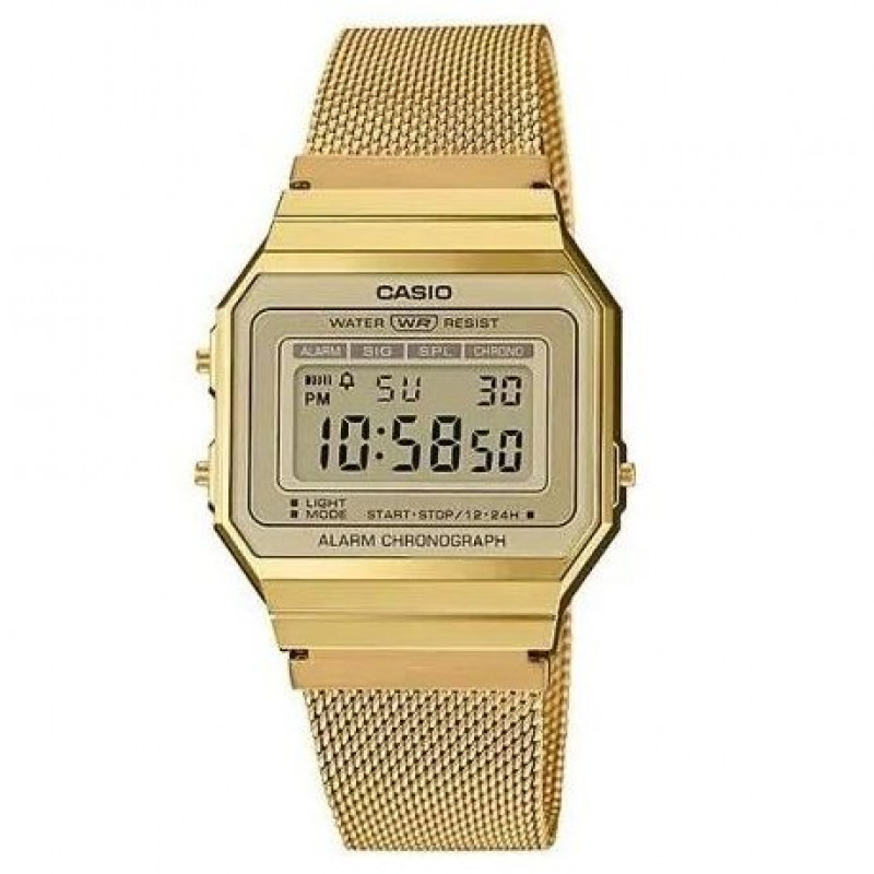 Casio A700WMG-9ADF – Doré – Super Slim – Vintage – Bracelet milanais