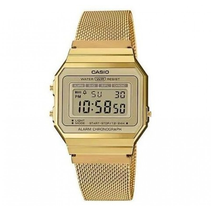 Casio A700WMG-9ADF – Doré – Super Slim – Vintage – Bracelet milanais