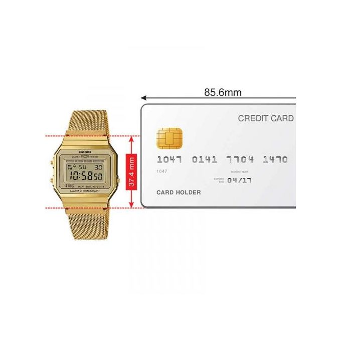 Casio A700WMG-9ADF – Doré – Super Slim – Vintage – Bracelet milanais