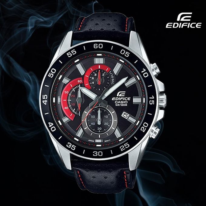 Casio – Bracelet cuir noir – Collection Edifice – Chronographe – EFV-550L-1AVUDF