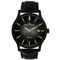 Yonger & Bresson – YBH8564/13 – Automatique – Fabriquée en France – Noir cadran noir – Bracelet cuir noir