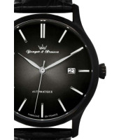 Yonger & Bresson – YBH8564/13 – Automatique – Fabriquée en France – Noir cadran noir – Bracelet cuir noir