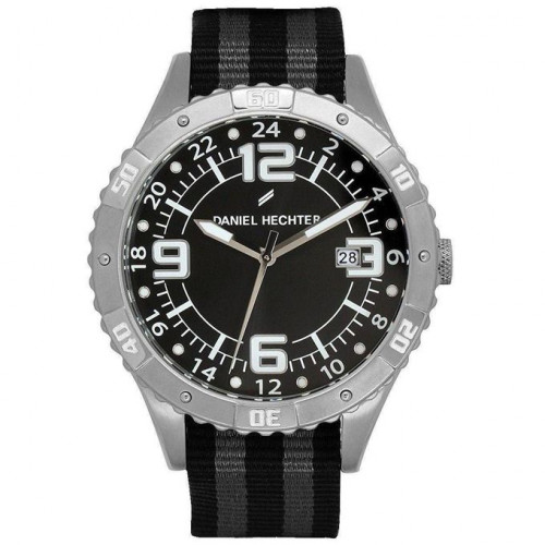 Daniel Hechter – Montre homme – DHH 002/AA – Argenté cadran noir – Bracelet nylon noir Daniel Hechter – Montre homme – DHH 002/AA – Argenté cadran noir – Bracelet nylon noir