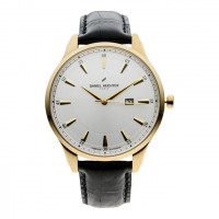 Daniel Hechter – Montre – Fabriquée en France – Doré cadran blanc – Bracelet cuir noir – DHHO19/1BA