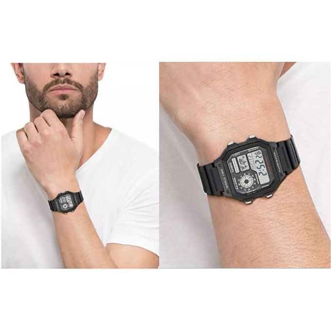 Casio – Montre homme digitale – Bracelet noir – AE-1200WH-1AVDF