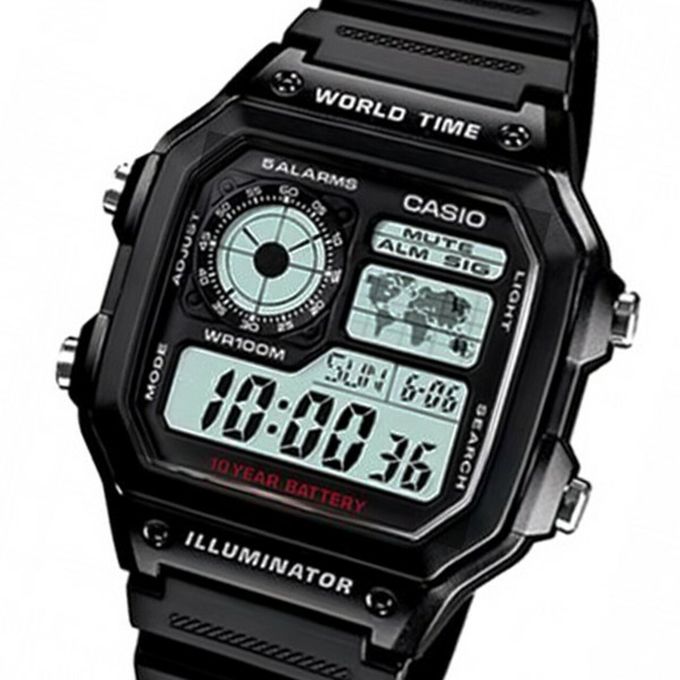 Casio – Montre homme digitale – Bracelet noir – AE-1200WH-1AVDF