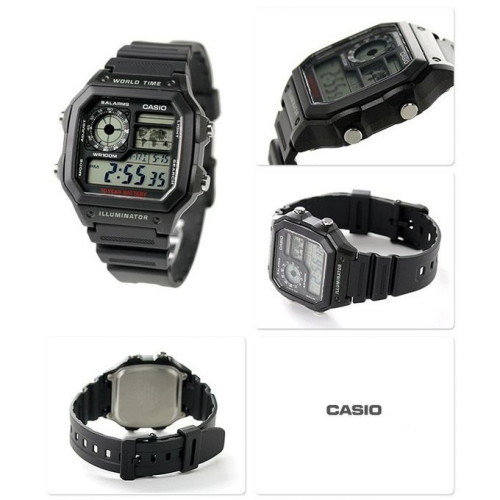 Casio – Montre homme digitale – Bracelet noir – AE-1200WH-1AVDF Casio – Montre homme digitale – Bracelet noir – AE-1200WH-1AVDF