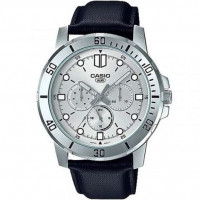Casio – Montre homme – Cadran argenté – Bracelet cuir noir – MTP-VD300L-7EUDF