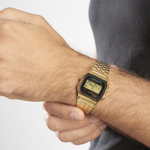 Casio – Cadran carré – Vintage Collection – Doré – Bracelet en acier inoxydable – A159WGEA-1DF Casio – Cadran carré – Vintage Collection – Doré – Bracelet en acier inoxydable – A159WGEA-1DF